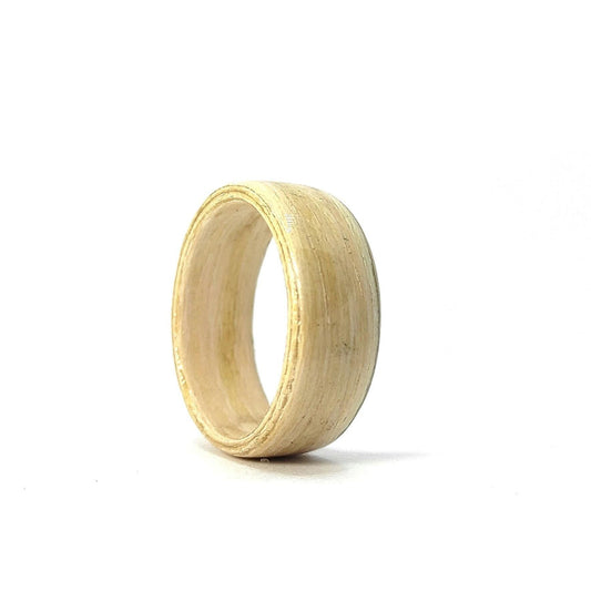 Bleached white oak veneer ring, minimalist bentwood band