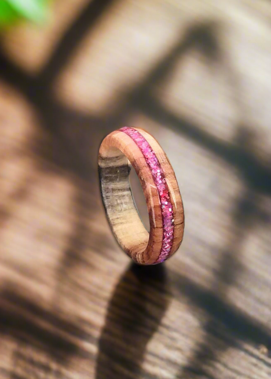 Willow Wood & Rose Pink Opal Ring
