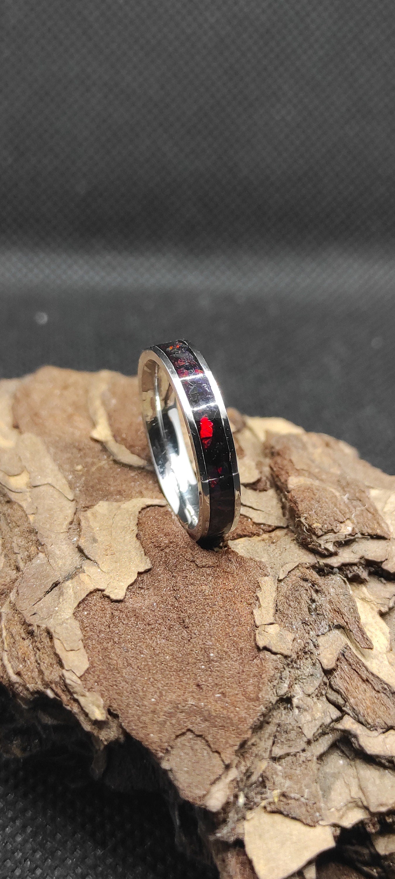 Metal & Black Cherry Opal Ring