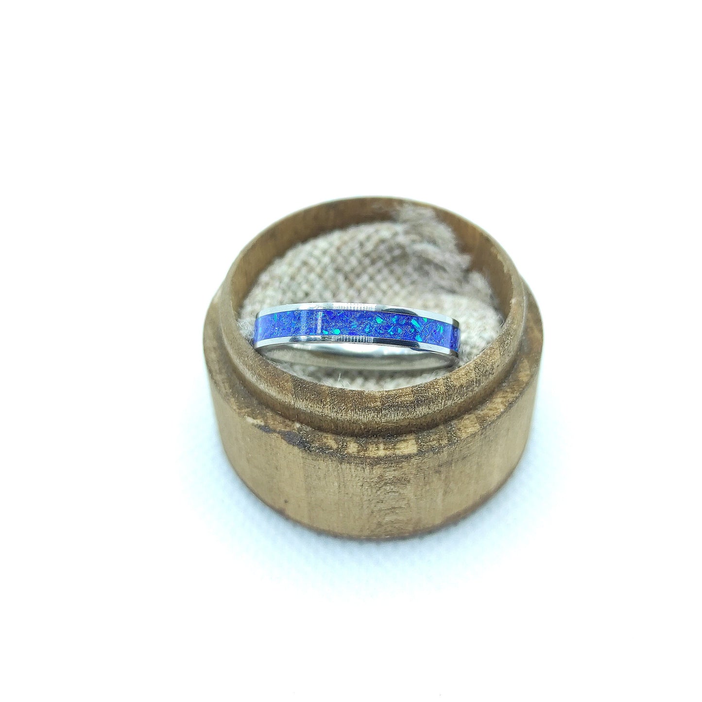 Dark Garnet Opal Inlay Band