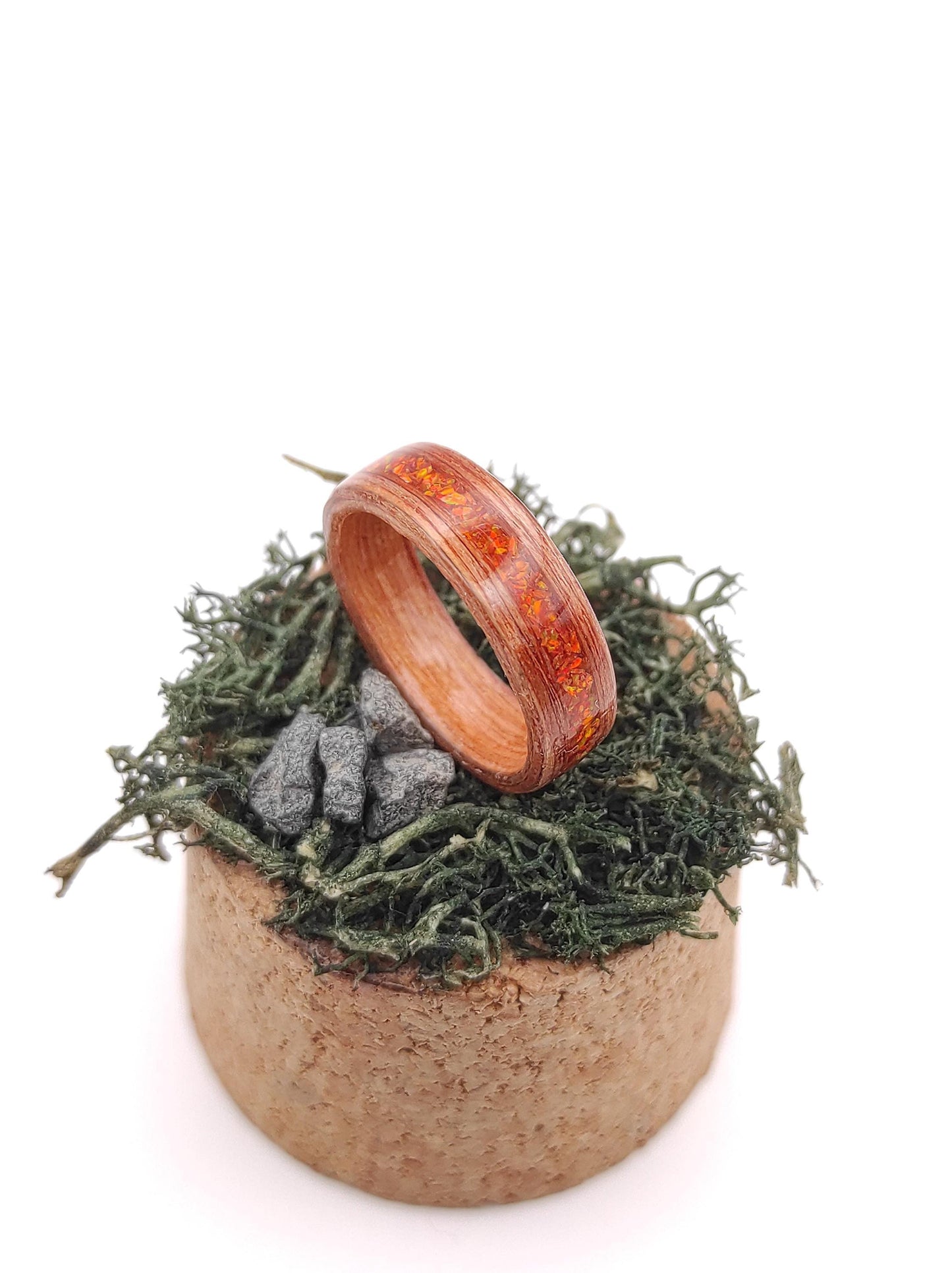 Redwood & Red Fire Opal Ring