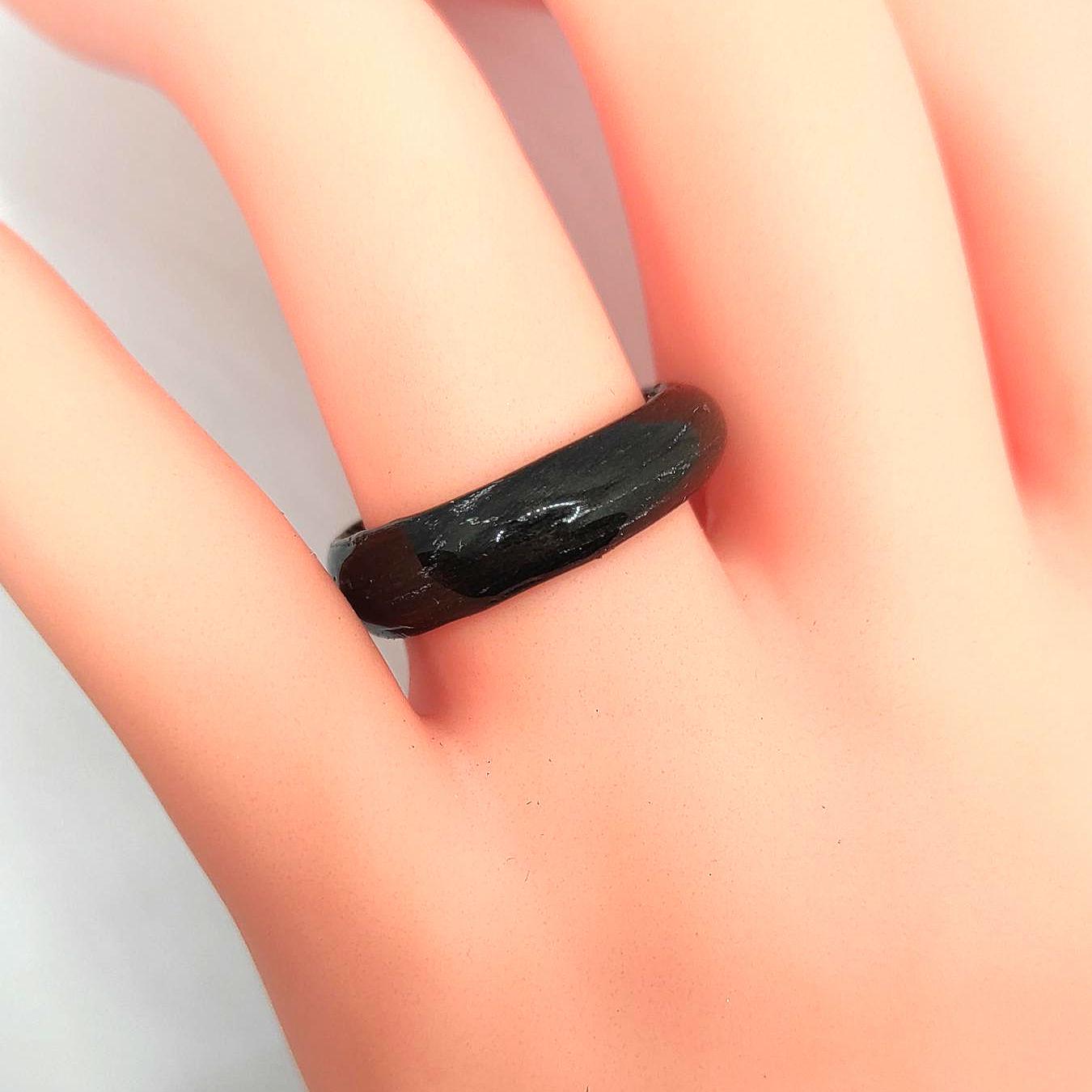 Black Oak Veneer Ring With Silver Thread