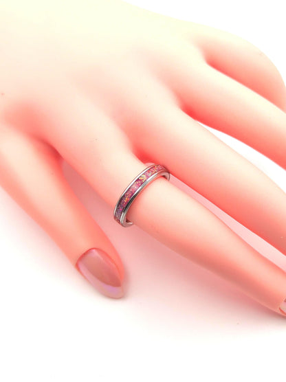 Pierścionek z różowym opalem - WoodRingsByJet