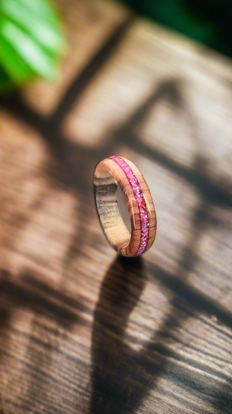 Willow Wood & Rose Pink Opal Ring