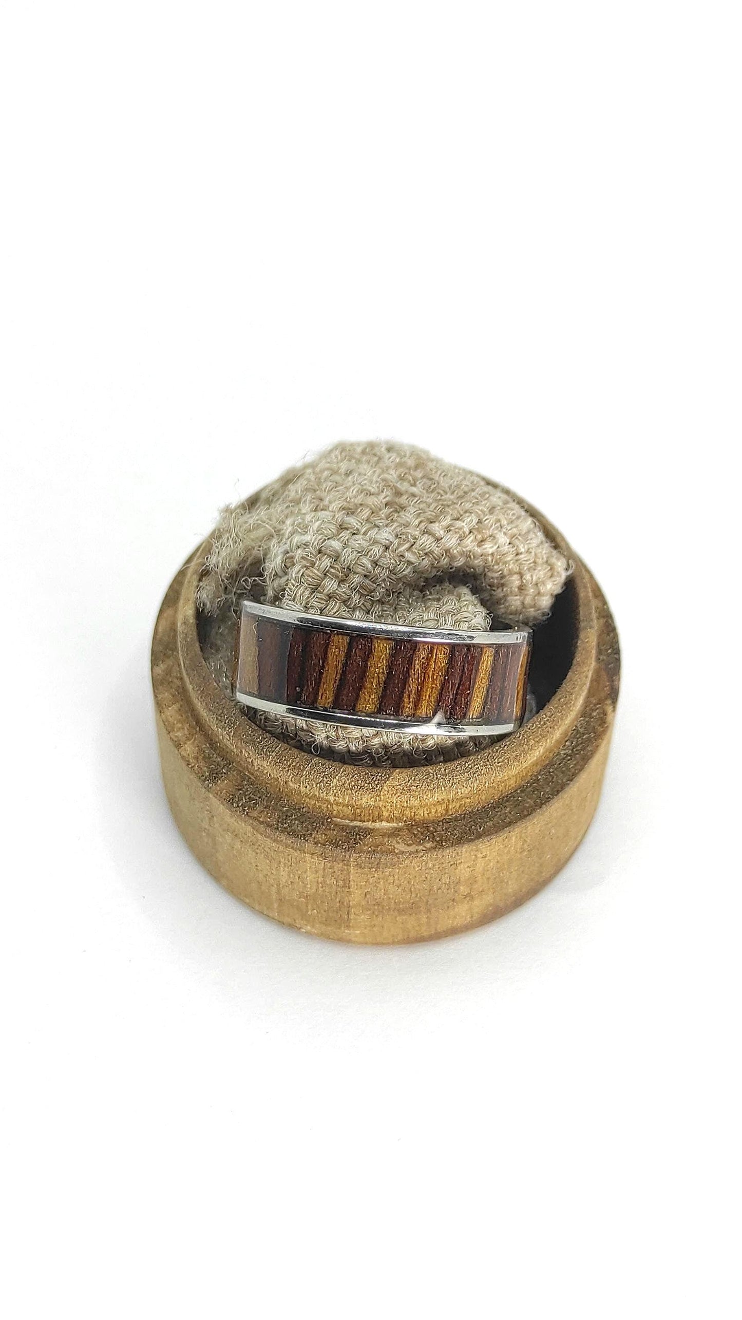 Metal & 3D California Teak Wood Veneer Ring