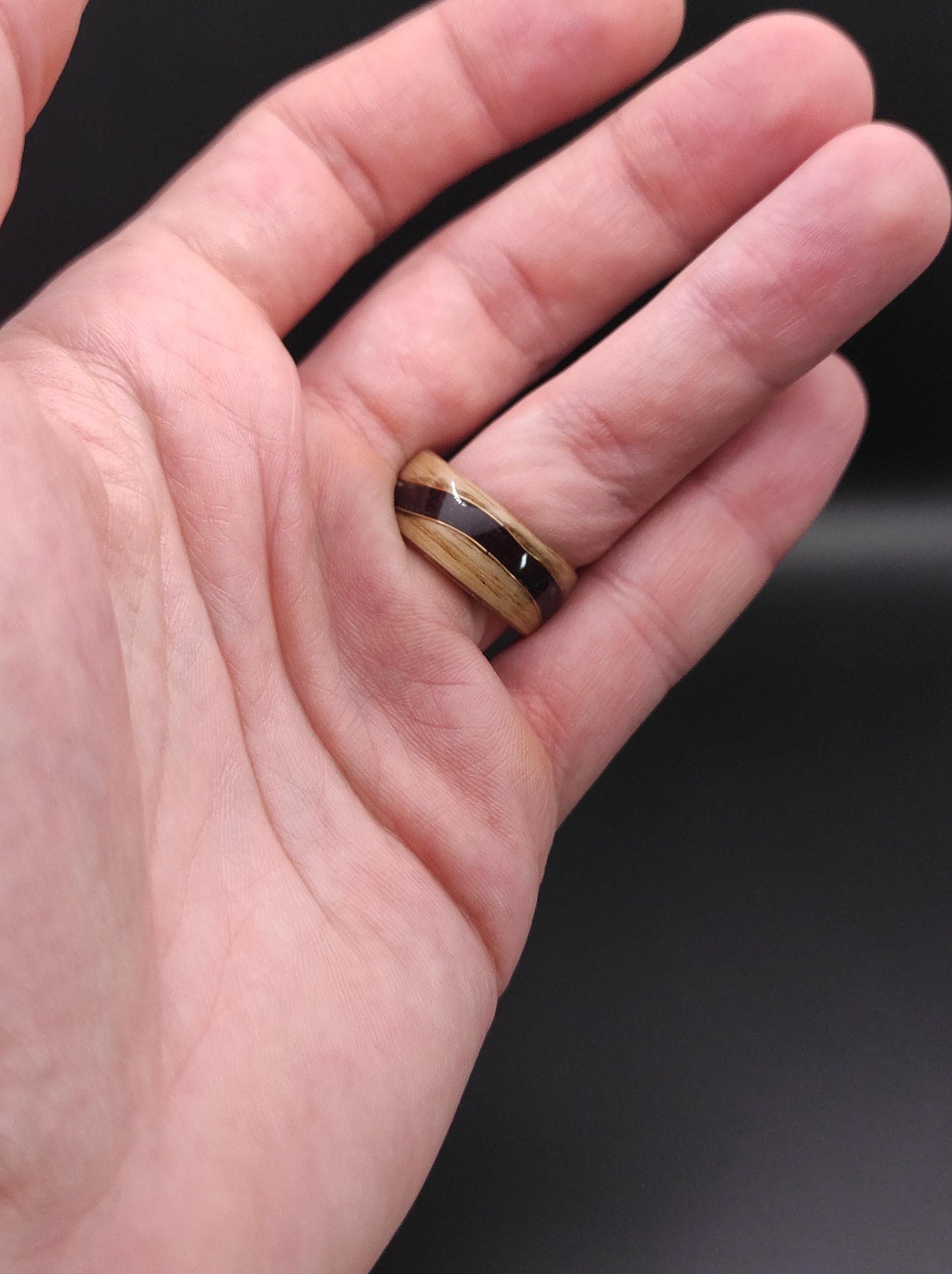 Ash & Purpleheart Wood Veneer Ring