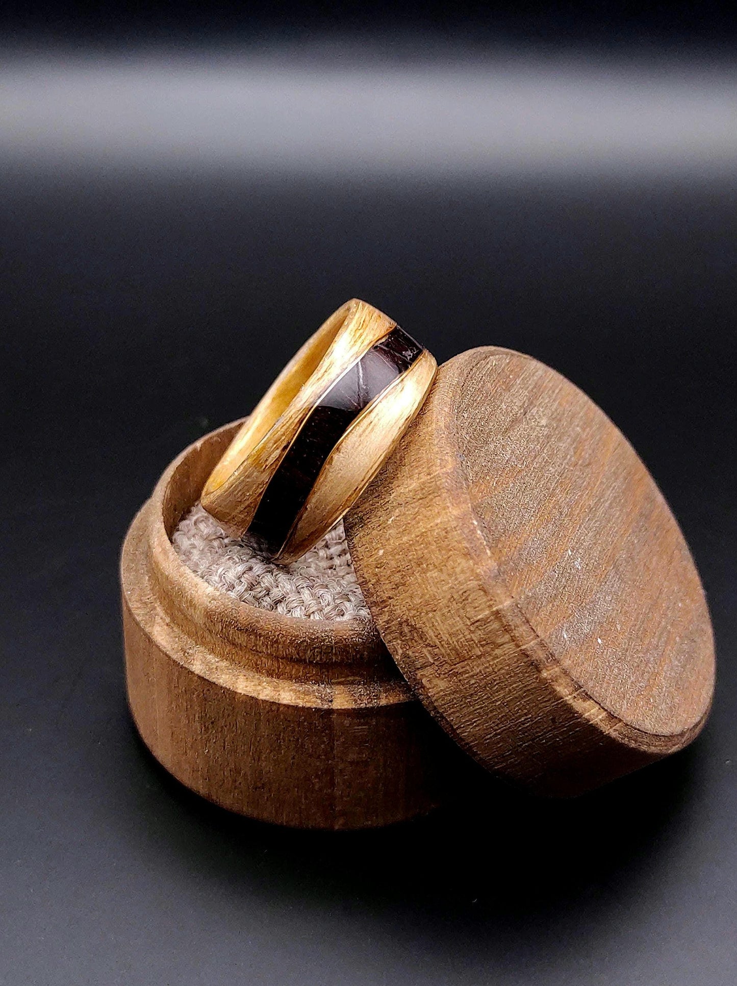 Ash & Purpleheart Wood Veneer Ring