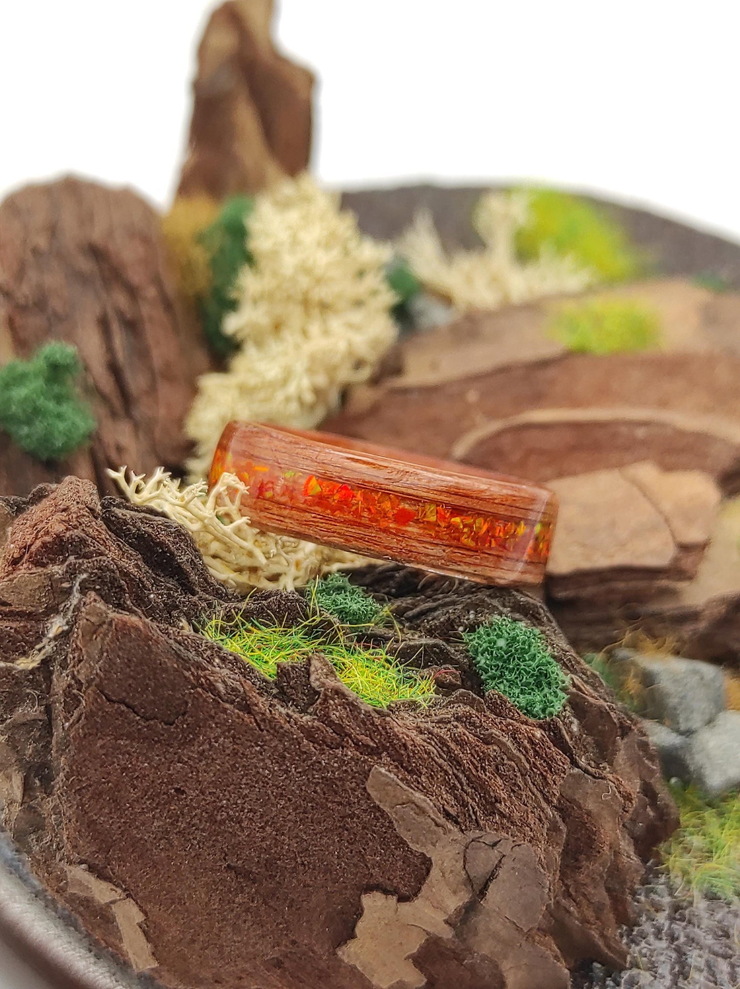 Redwood & Red Fire Opal Ring