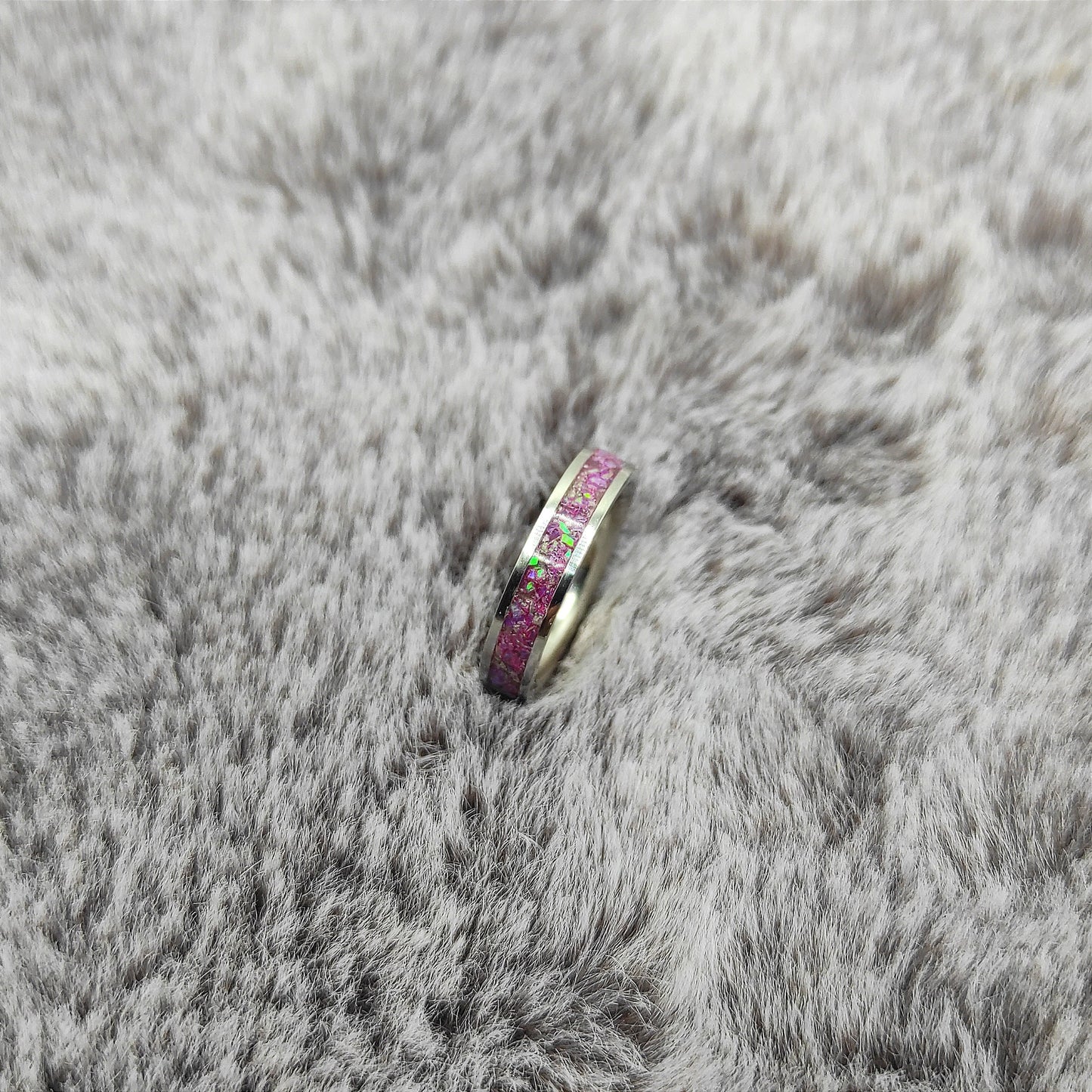 Fuchsia Crushed Opal Ring