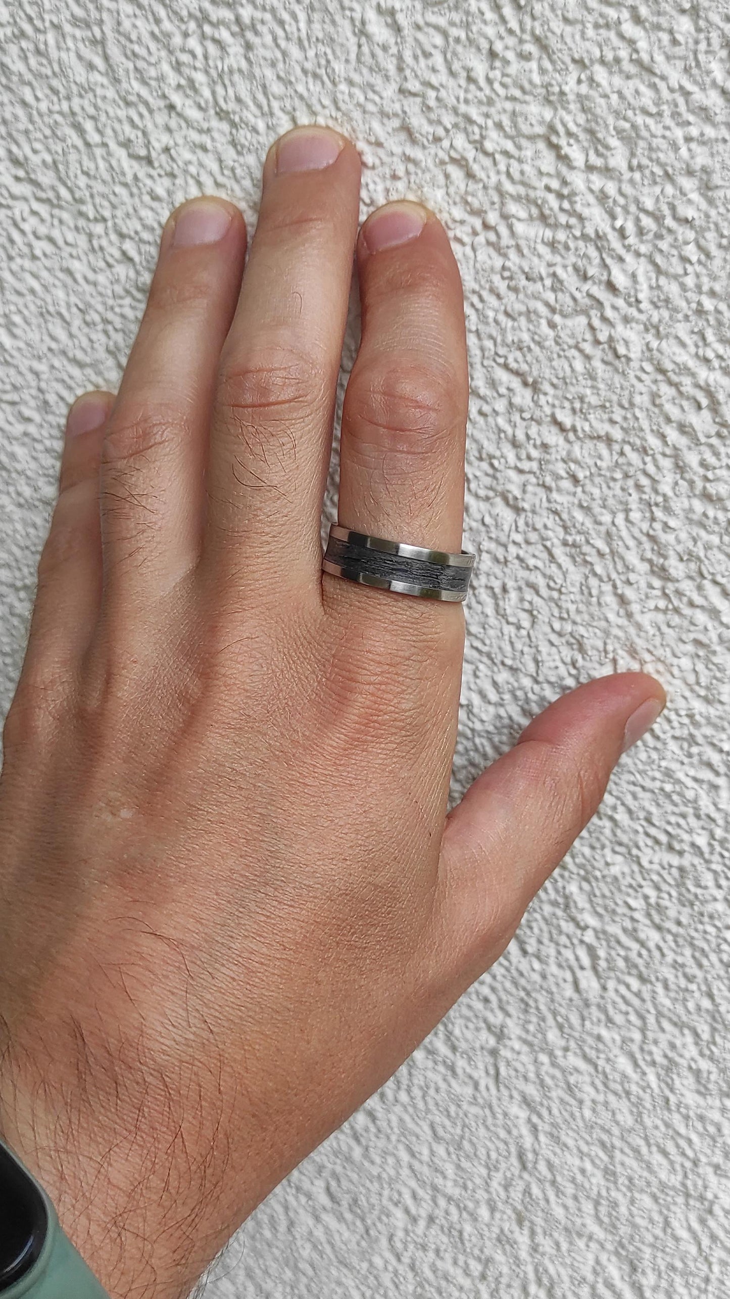 Metal & Grey Oak, Wood Veneer Ring