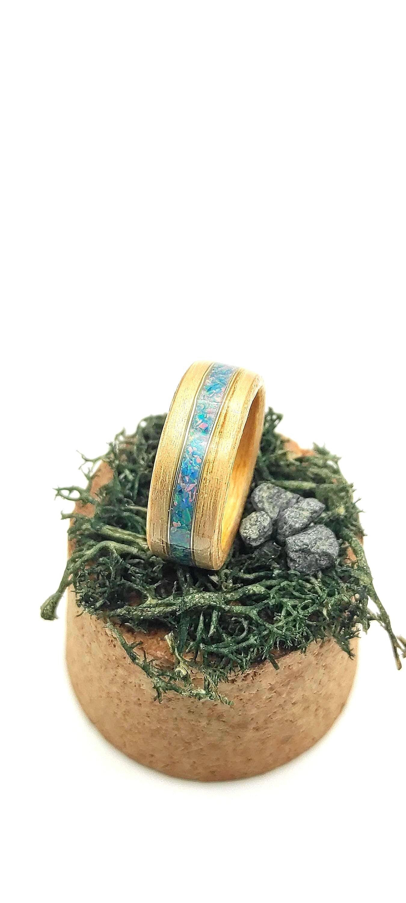BentWood Ash veneer Ring & Turquoise opal.