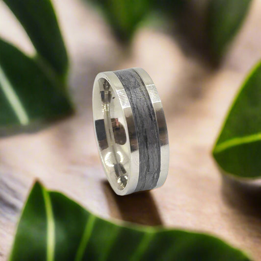 Metal & Grey Oak, Wood Veneer Ring