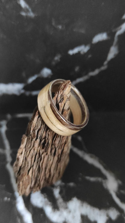 Zebrano — ręcznie wykonana obrączka drewniana (Bentwood) | wodoodporna, uniseks, spersonalizowana - WoodRingsByJet