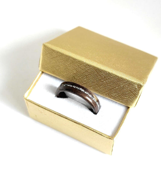 Walnut Wood Ring & Silver Glitter