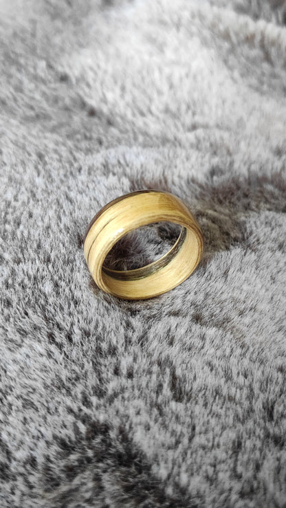Zebrano — ręcznie wykonana obrączka drewniana (Bentwood) | wodoodporna, uniseks, spersonalizowana - WoodRingsByJet