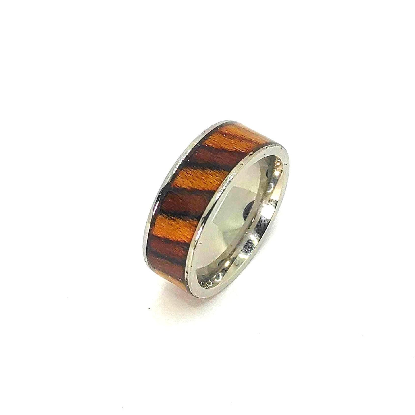 Metal & 3D California Teak Wood Veneer Ring