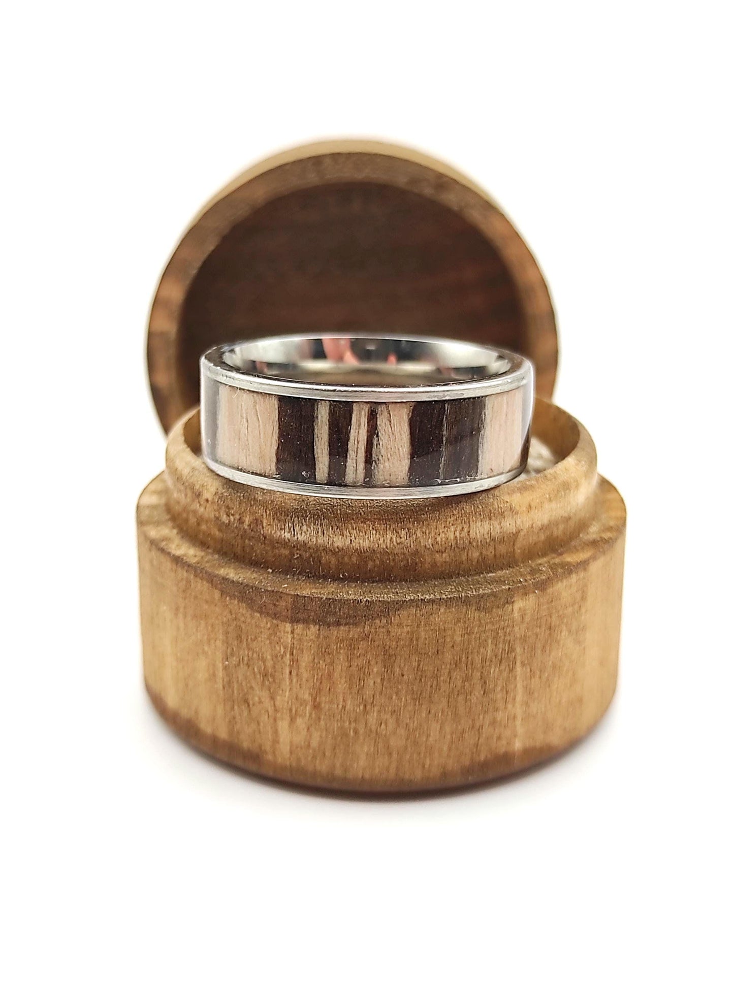 Zebrano wood insert Metal Band