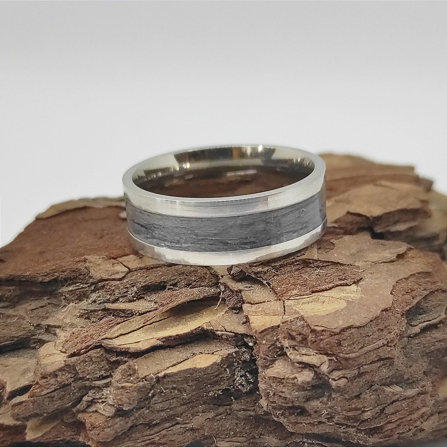Metal & Grey Oak, Wood Veneer Ring