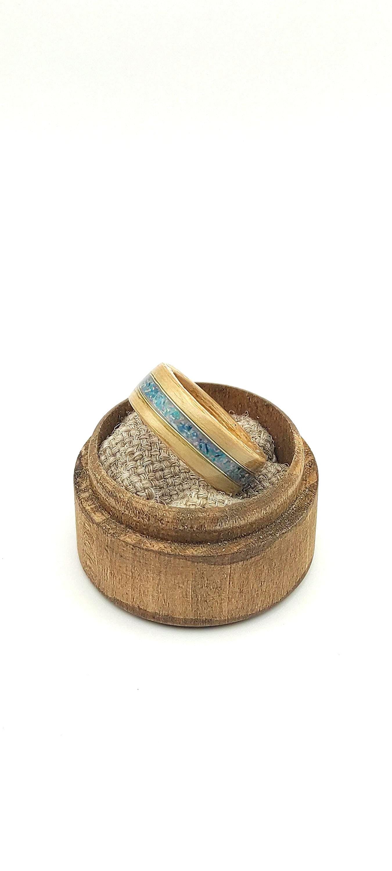 BentWood Ash veneer Ring & Turquoise opal.