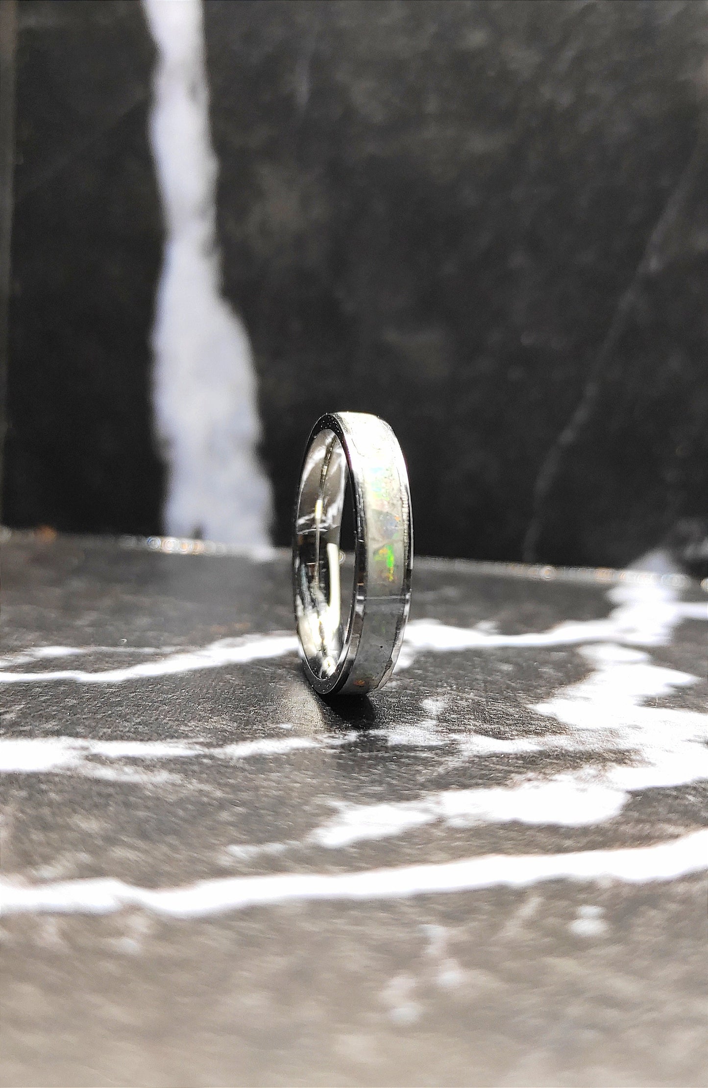 Fire and Snow Opal Ring