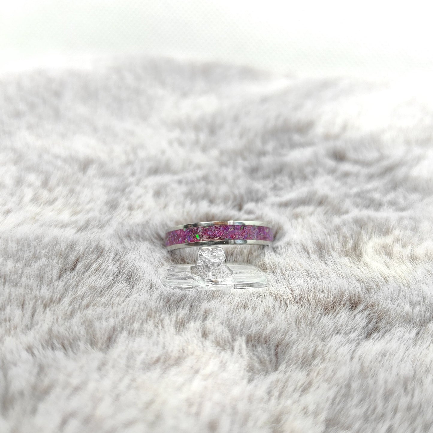 Fuchsia Crushed Opal Ring