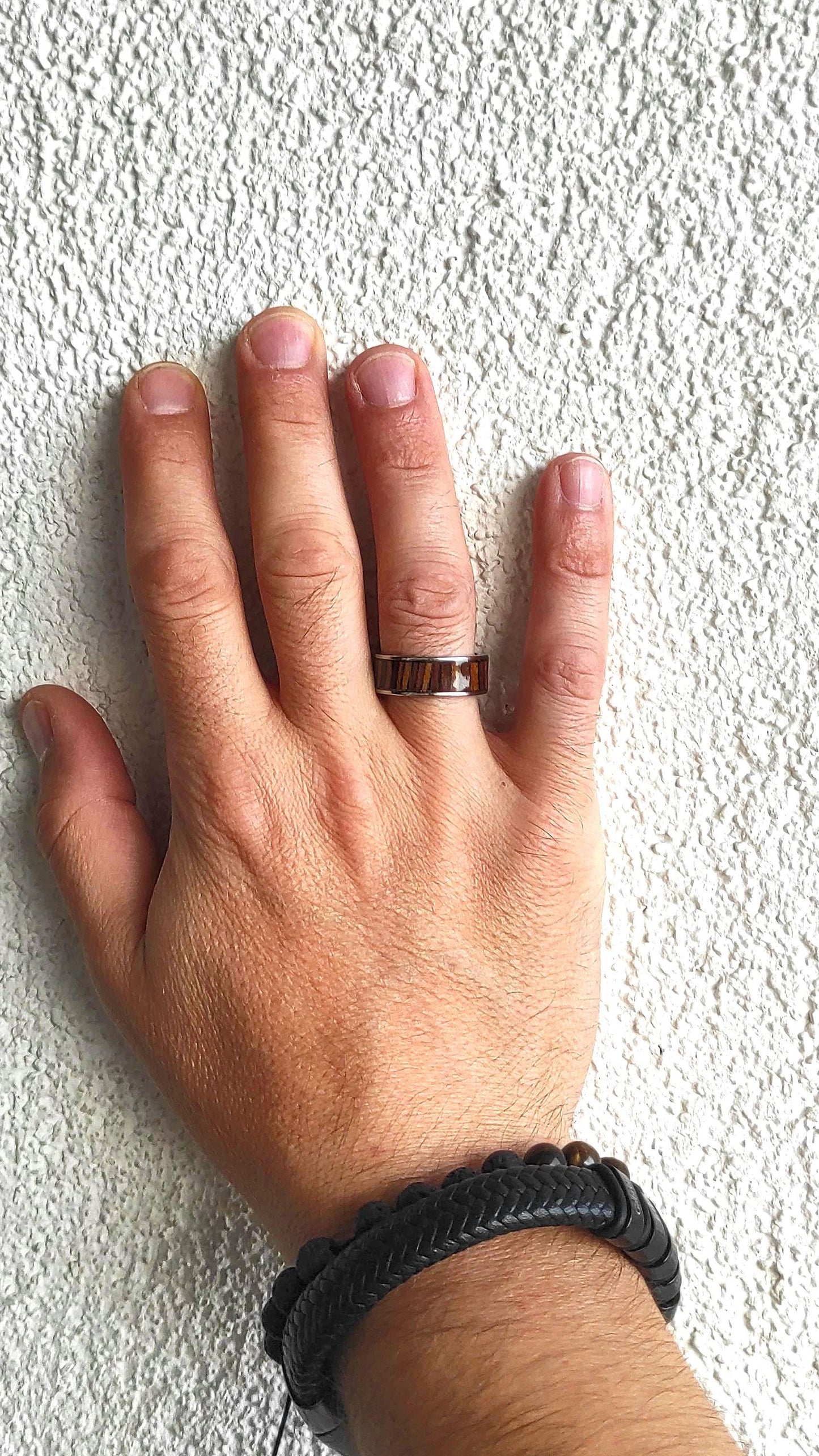 Metal & 3D California Teak Wood Veneer Ring