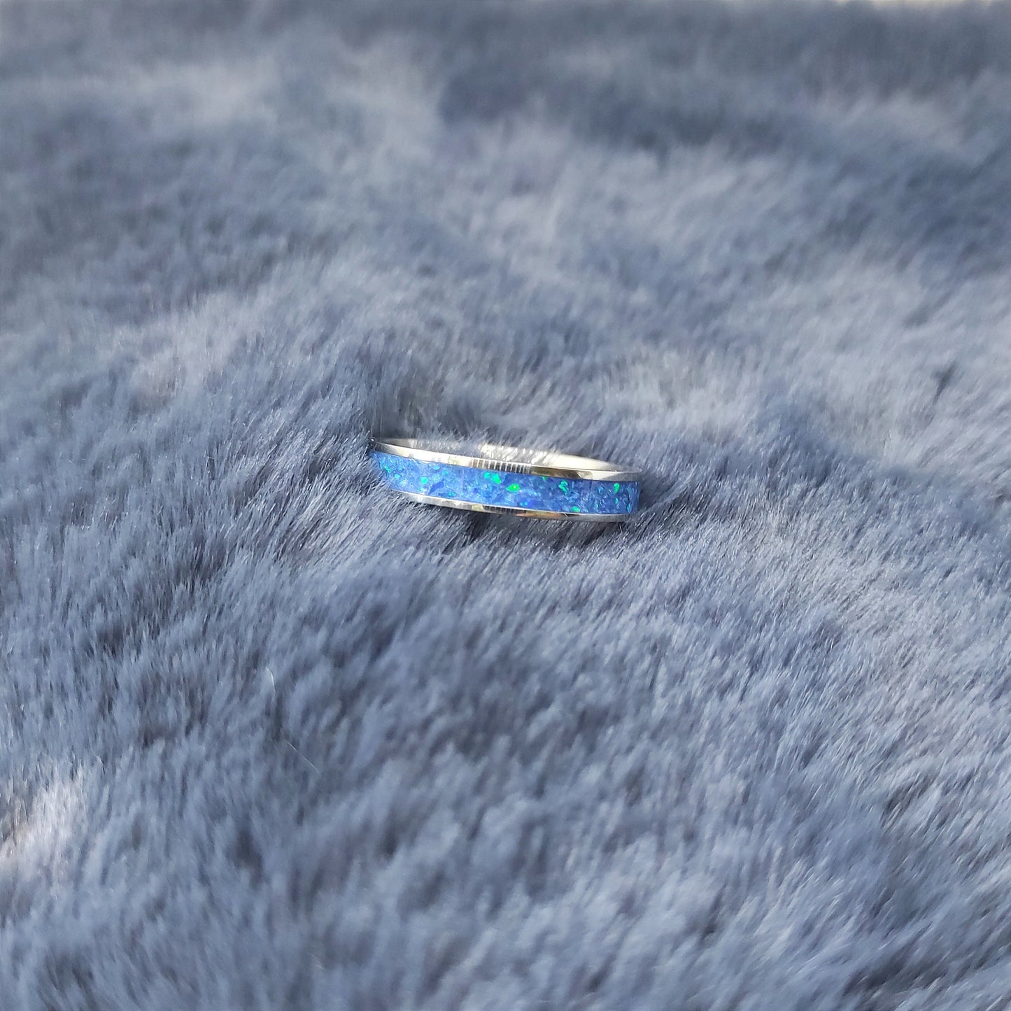 Dark Garnet Opal Inlay Band