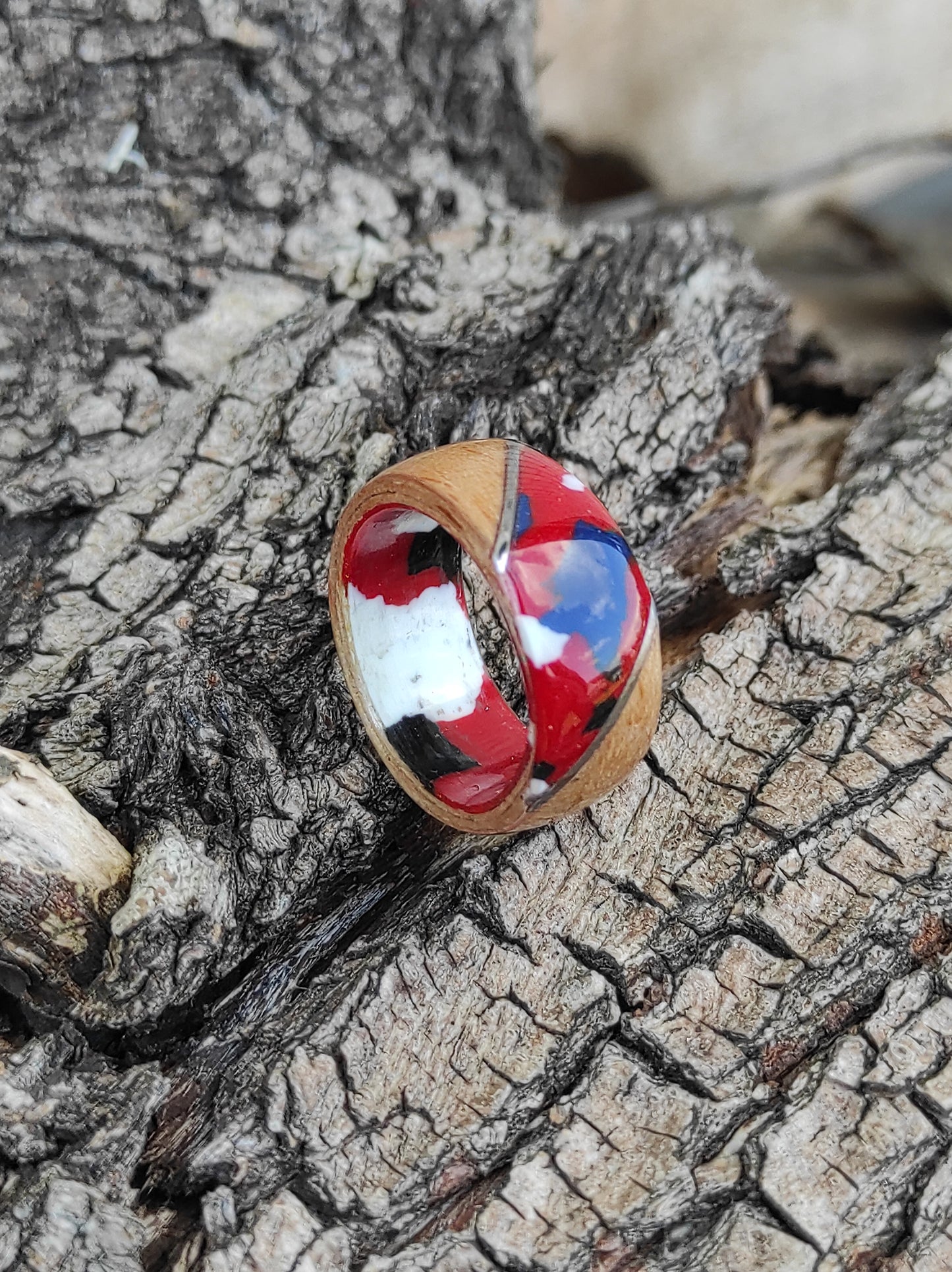 Beechwood Mosaic – Handmade Wooden Ring