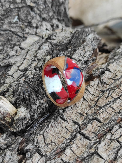 Mozaika z buku – ręcznie wykonany drewniany pierścień - WoodRingsByJet