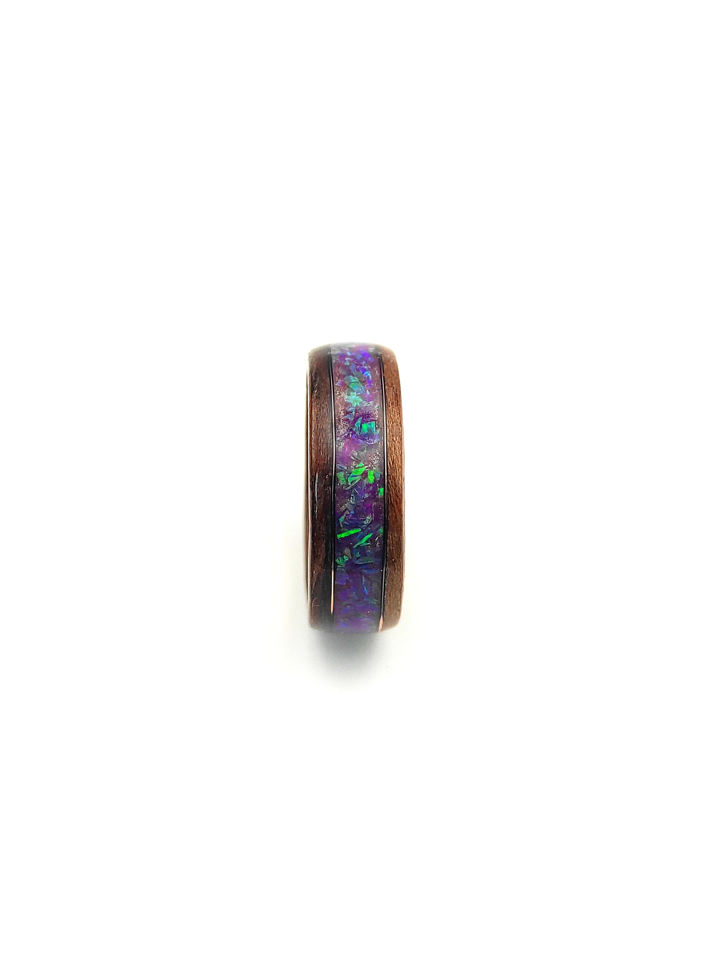 Plum Haze – Wooden Ring with Amethyst Dust and Silver Vein