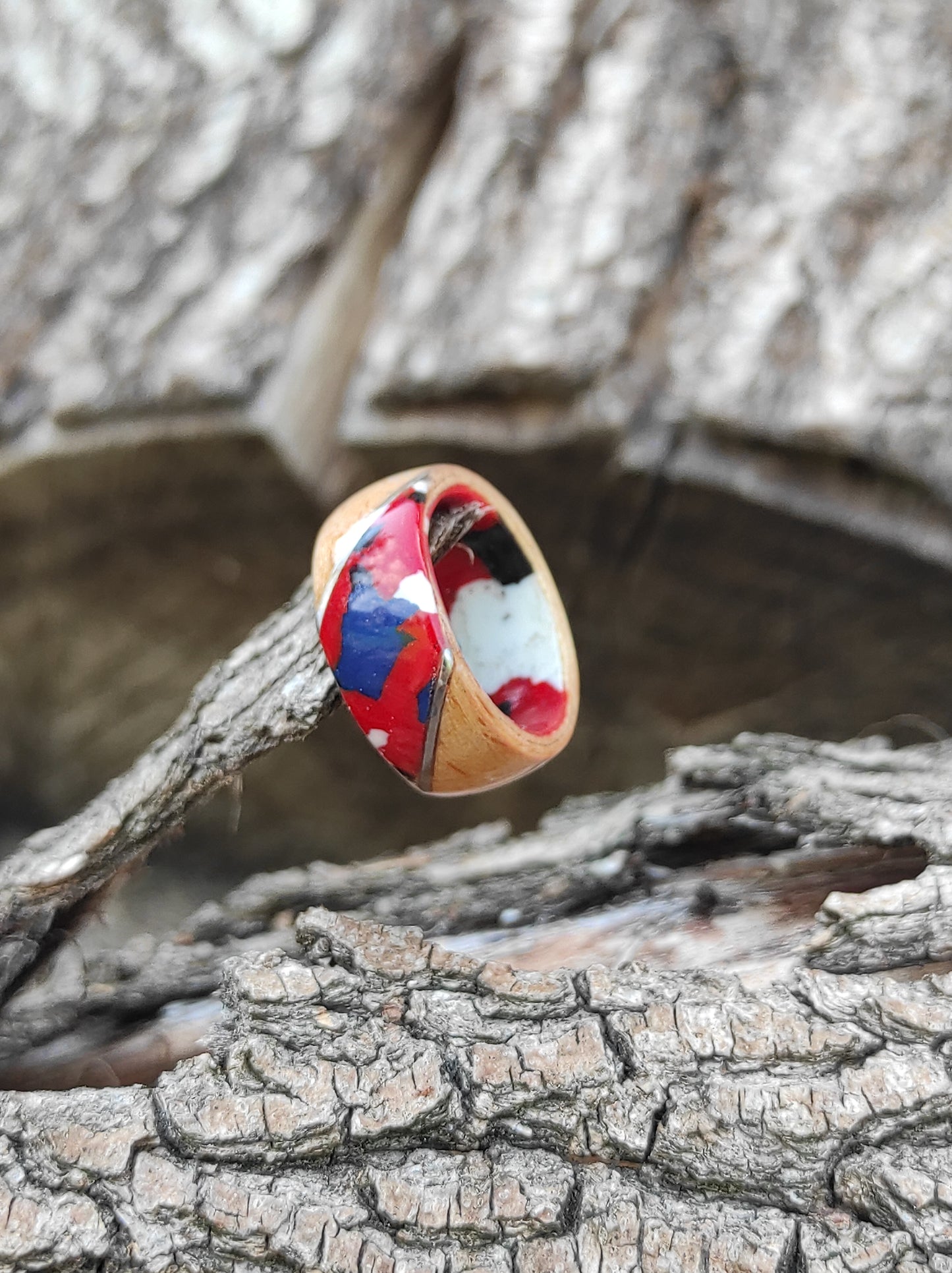 Beechwood Mosaic – Handmade Wooden Ring