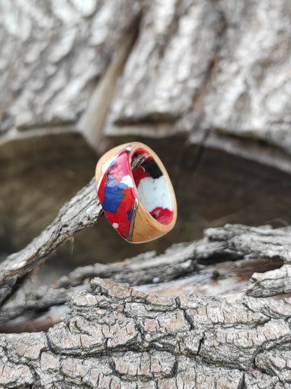 Mozaika z buku – ręcznie wykonany drewniany pierścień - WoodRingsByJet