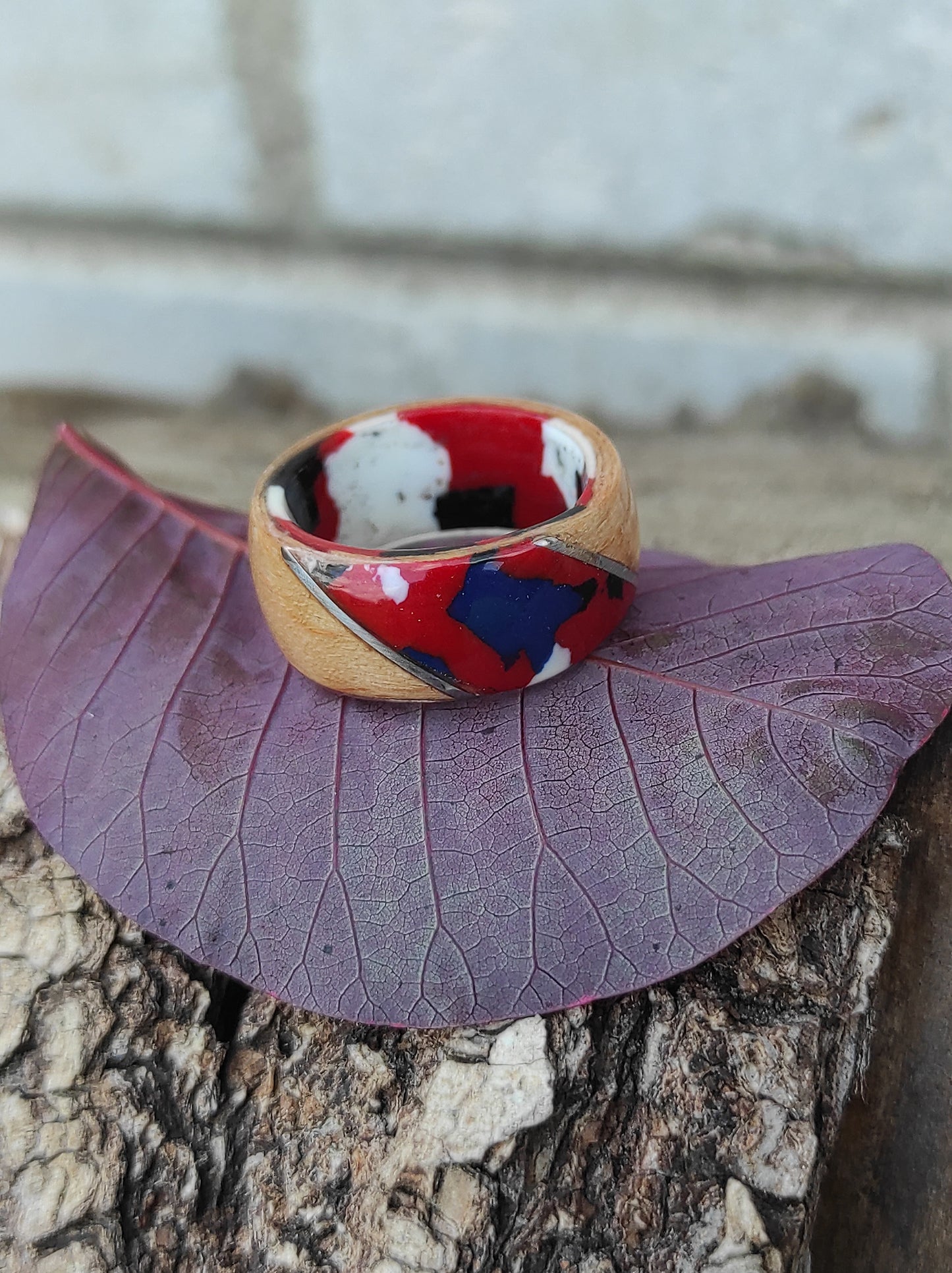 Beechwood Mosaic – Handmade Wooden Ring
