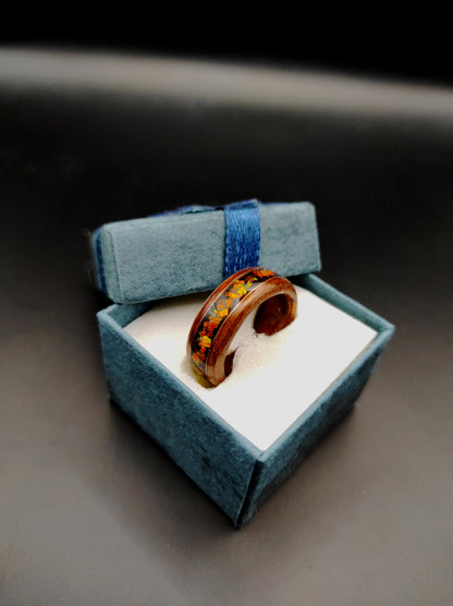 Pierścionek drewniany teak – opal