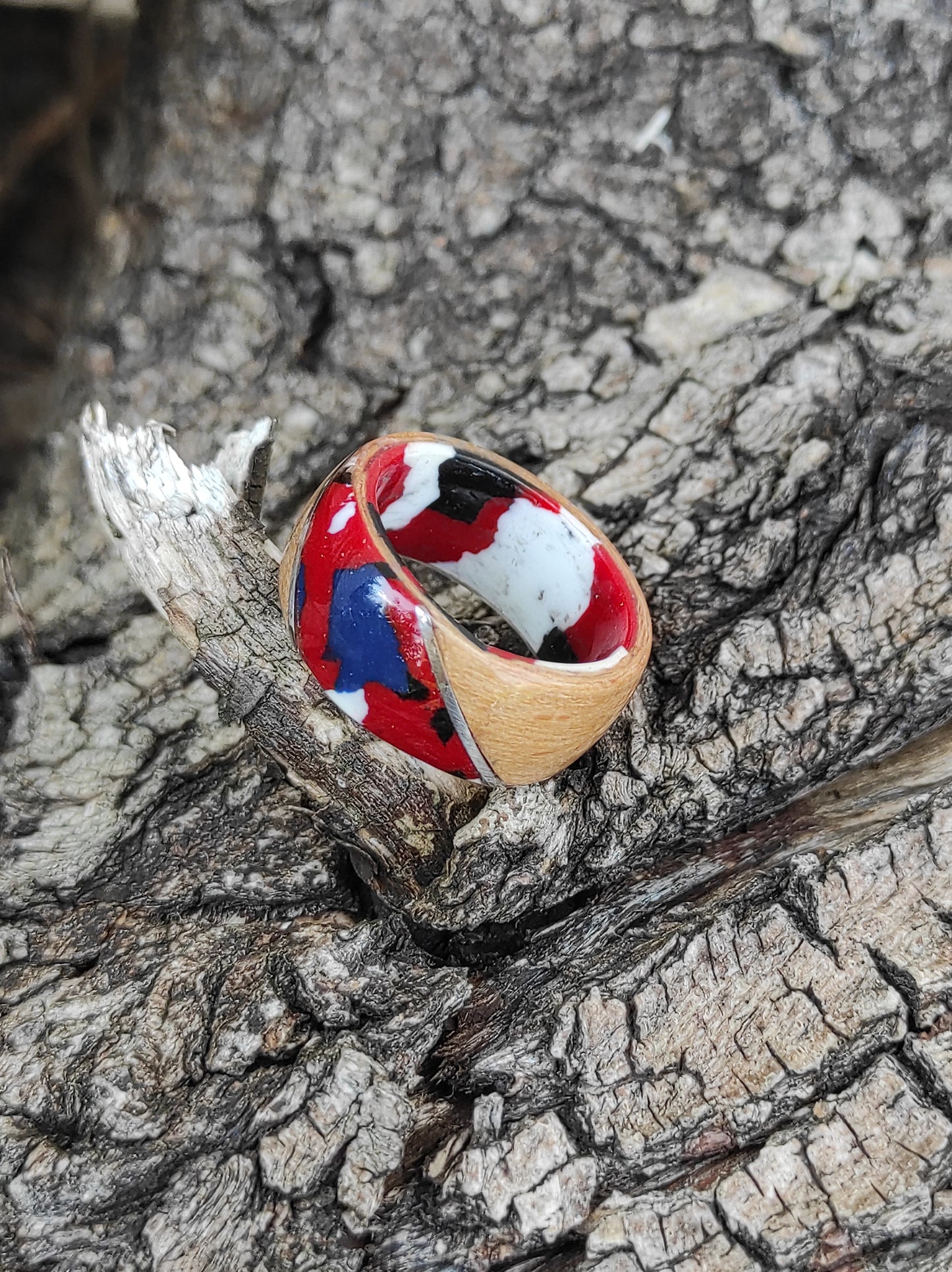 Beechwood Mosaic – Handmade Wooden Ring