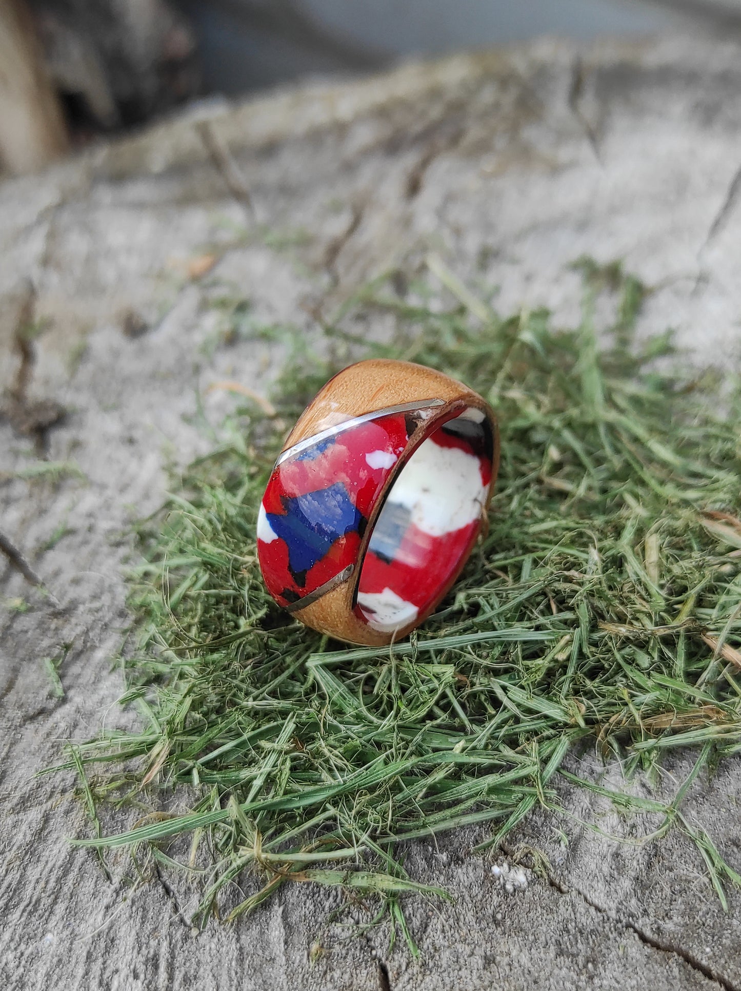 Beechwood Mosaic – Handmade Wooden Ring