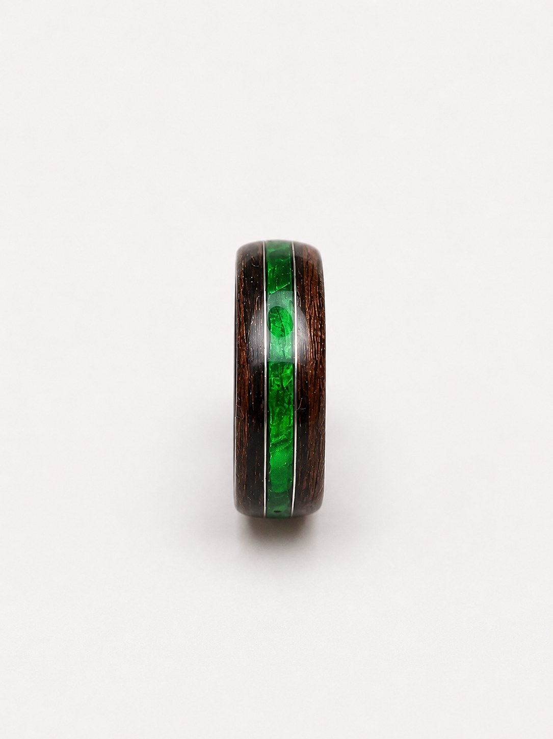 Drewniany Pierścionek z Hebanu i Zielonego Celuloidu