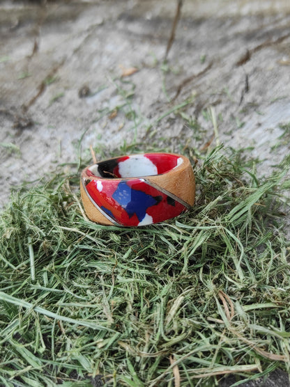 Mozaika z buku – ręcznie wykonany drewniany pierścień - WoodRingsByJet