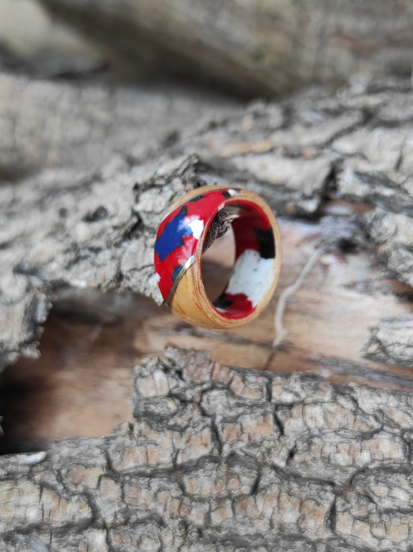 Beechwood Mosaic – Handmade Wooden Ring