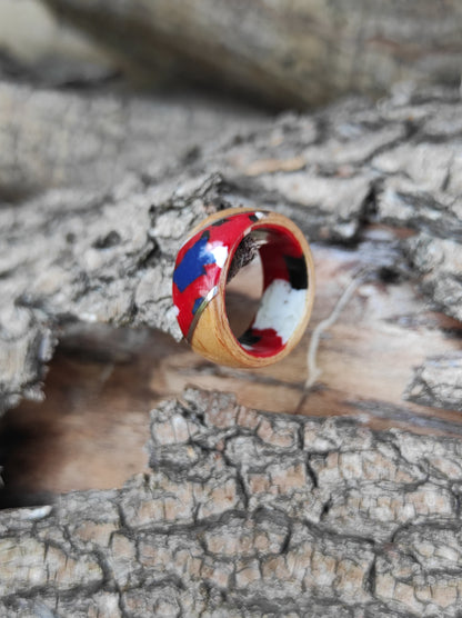 Mozaika z buku – ręcznie wykonany drewniany pierścień - WoodRingsByJet