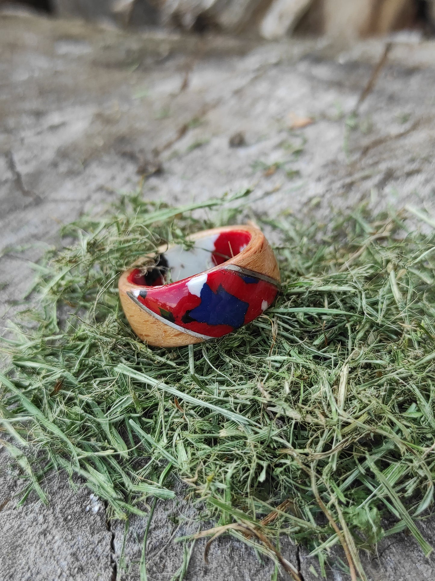 Beechwood Mosaic – Handmade Wooden Ring
