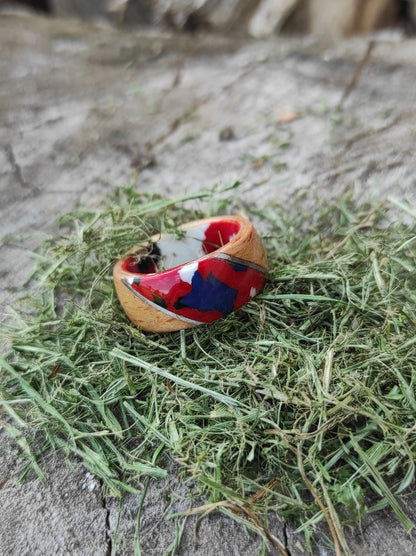 Mozaika z buku – ręcznie wykonany drewniany pierścień - WoodRingsByJet